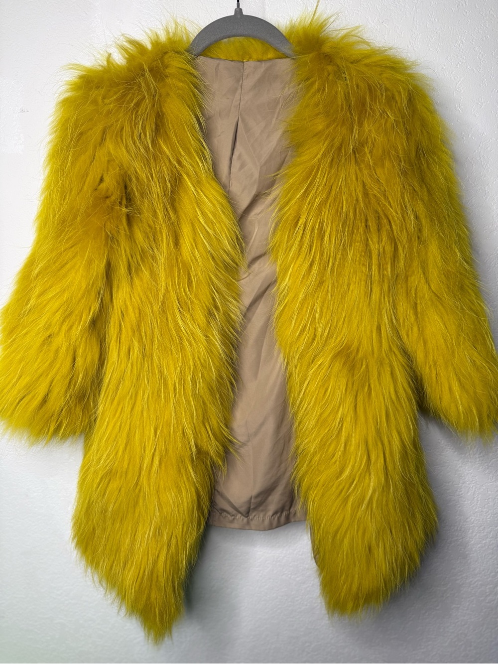 Yellow 100% Fur Coat - Women's Statement Jacket✨✨
